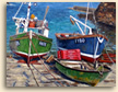 Painting of fishing boats at Portloe in Cornwall