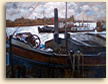 Painting of Thames barges in Hammersmith, London