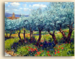 Painting of Olive Trees and Poppies in Provence